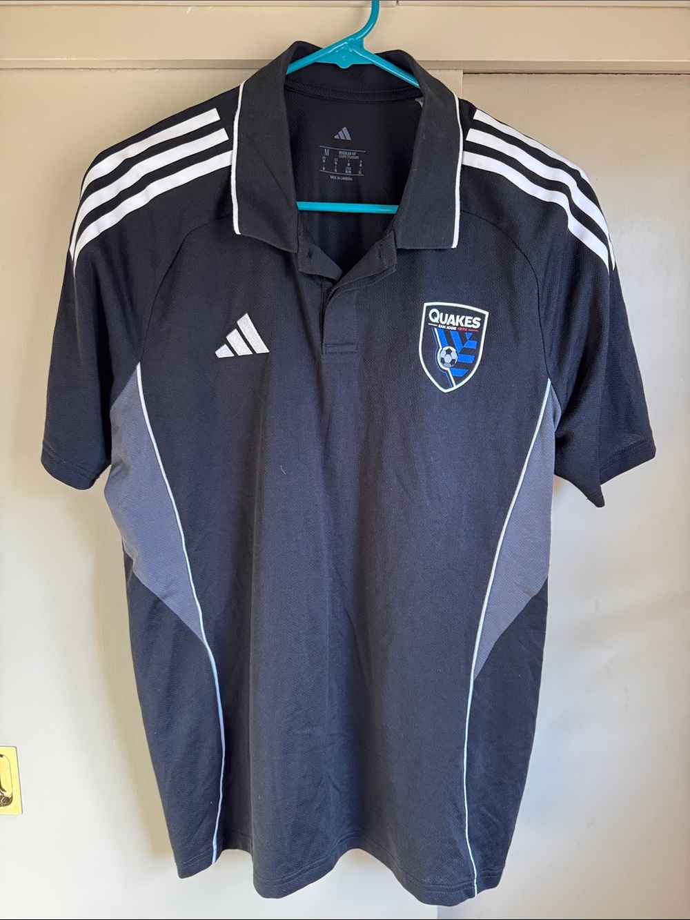 adidas Men's Black and White Quakes Polo Shirt
